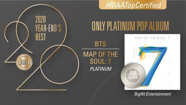 플래티넘 인증 받은 방탄소년단 MAP OF THE SOUL:7 앨범 플래티넘 인증 받은 방탄소년단 MAP OF THE SOUL:7 앨범