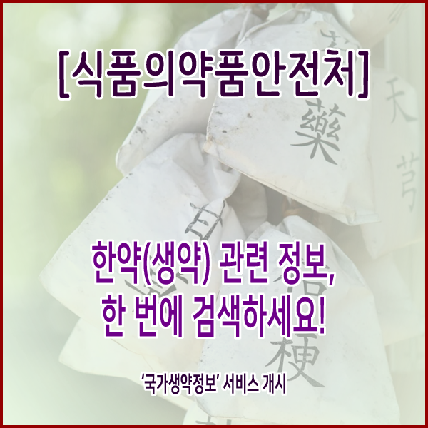  [식품의약품안전처] 한약(생약) 관련 정보, 한 번에 검색하세요!