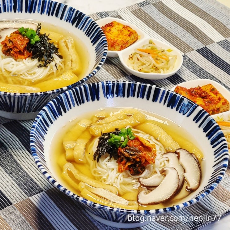 Jinny's집밥레시피 버섯유부 국수 따뜻한 국물의 겨울별미 잔치국수요리