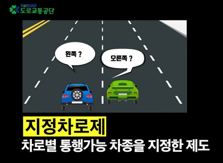 지정차로제 | 차로별로 통행이 가능한 차종을 지정한 제도(2018.06.19. 시행)