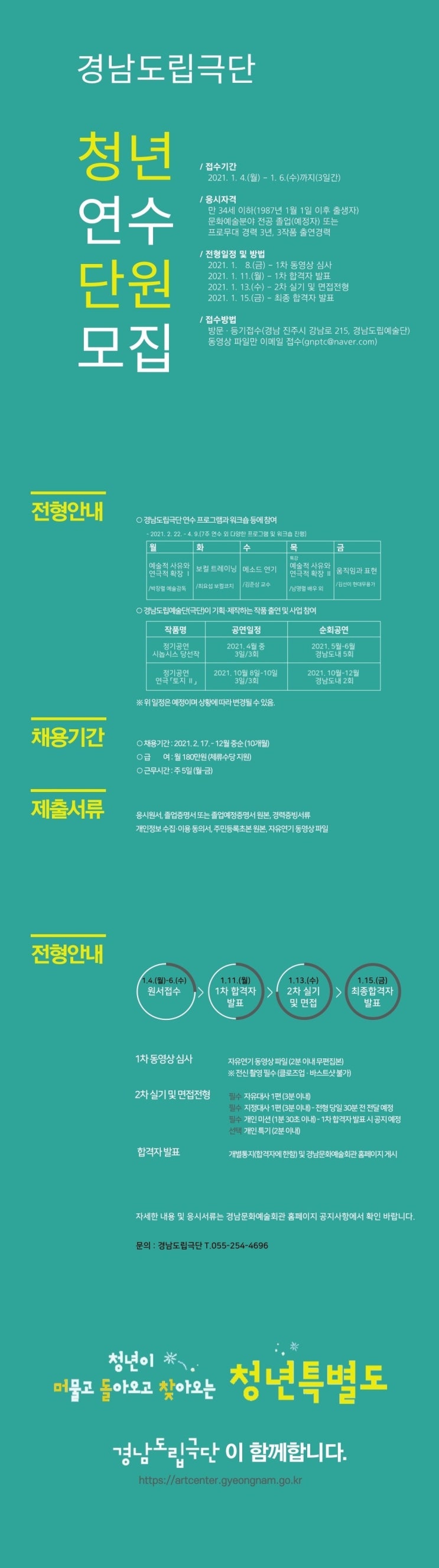  [경남도립극단] 청년 연수 단원 모집