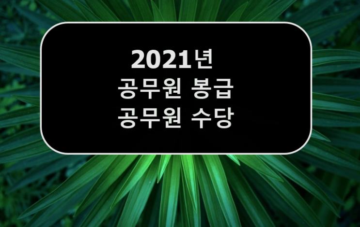  2021년 공무원 봉급표 및 공무원 수당