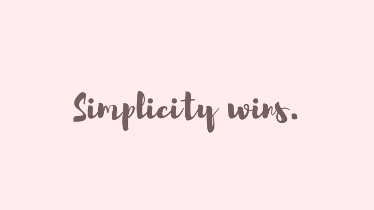  연핑크 배경의 Simplicity wins 단순함이 이긴다 영문 구절 컴퓨터 배경/바탕화면