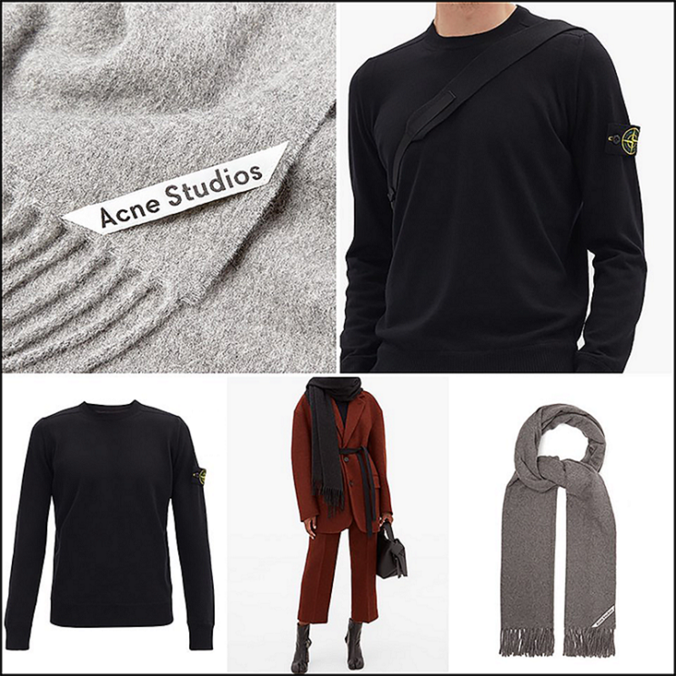 스톤 아일랜드 맨투맨, 아크네 스튜디오 비니, 목도리 직구 고고 @ 매치스 matchesfashion