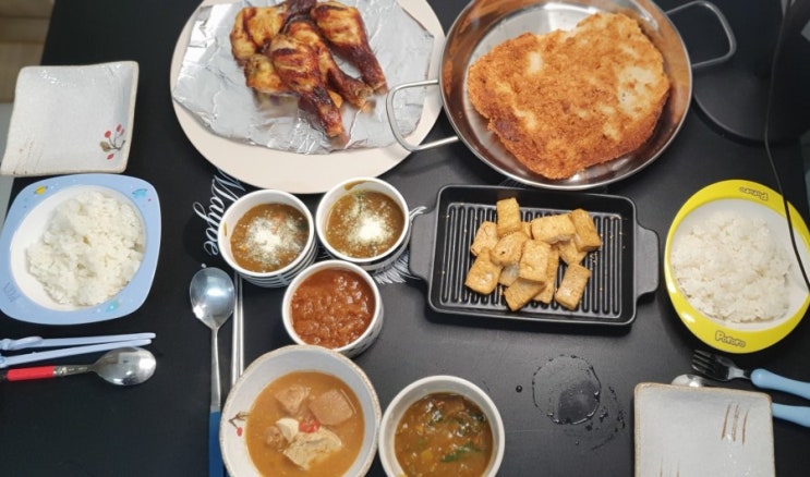  집콕 크리스마스 홈파티 / 마키나랩 에어프라이어 닭다리 구이 / 곰곰 왕돈까스 / 엄마표 홈파티 요리