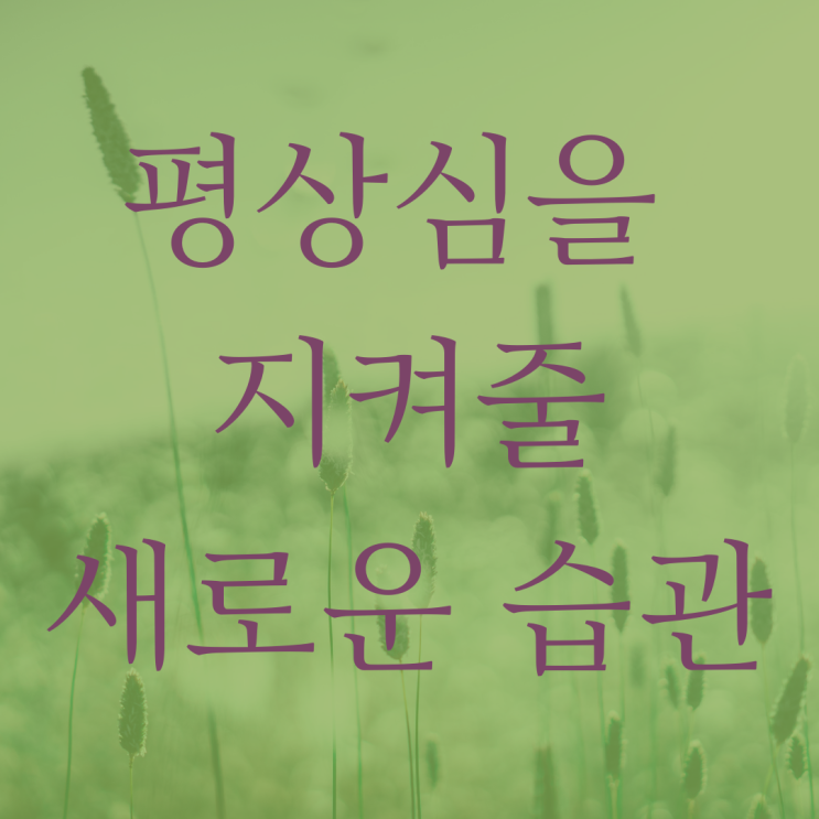  이제야 찾은 평상심 유지 방법