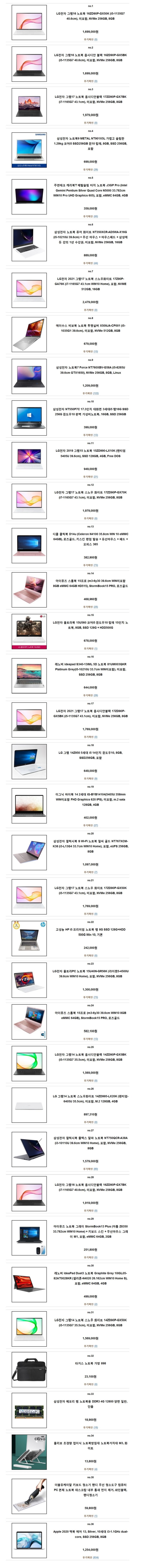  가성비좋은 노트북 / 총 36가지 모델을 골라봤습니다. 