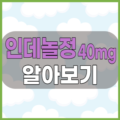 인데놀정 40mg 복용전 확인해야 할 효능 복용방법과 부작용