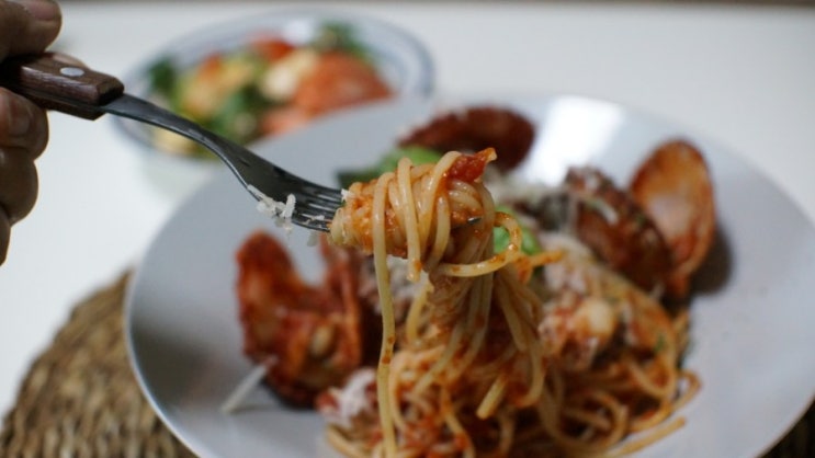  코스트코쇼핑 - 커클랜드 유기농 마리나라 소스 이용한 홍가리비토마토파스타