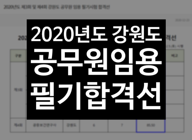 2020년도 강원도 지방직 공무원임용 필기합격선!