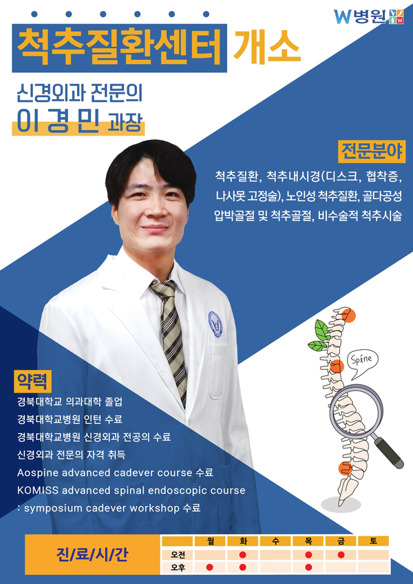  대구 경북 유일 관절 전문병원 W병원, 신경외과 전문의 영입으로 차별화된 ‘척추질환센터’ 개소