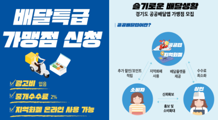 경기도 공공배달앱 가맹점 신청 및 배달특급 사용매뉴얼