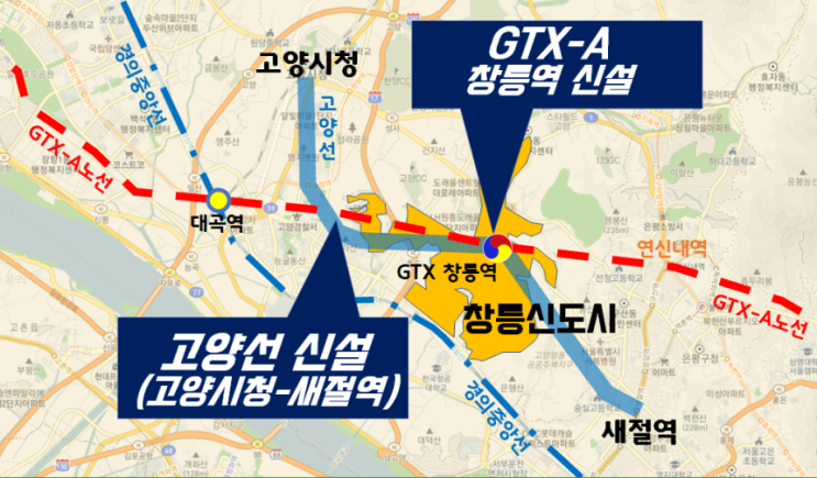 GTX-A 창릉역 신설 확정, 고양선 노선 확정 (국토교통부 발표, '20.12.29)