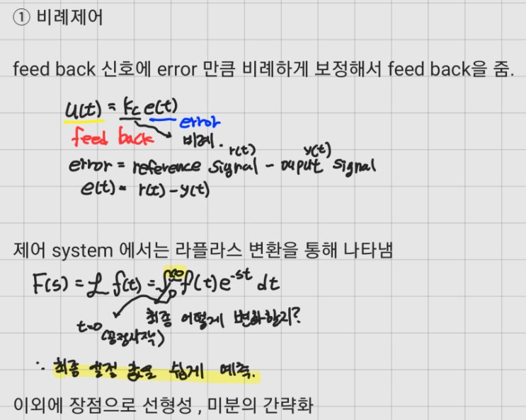 P제어 (비례 제어), 폐루프 전달 함수 유도.