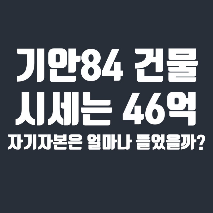  기안84 건물, 46억 중 자기 돈은 얼마나 들었을까?