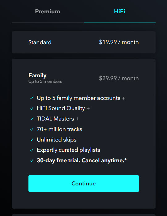 타이달 HIFI 구독 서비스 3개월 $1 (3개월 후 월 $29.99)