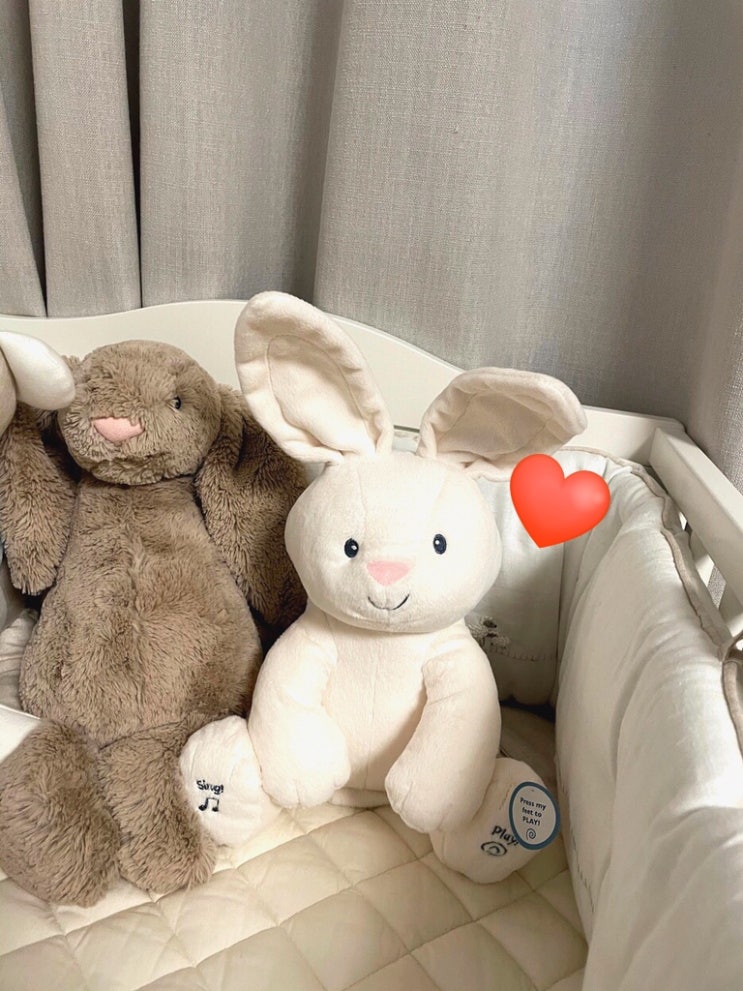  GUND 건드 노래하는 까꿍 토끼 인형 구매 후기 - 토끼귀가 움직이는 귀여운 아기 애착인형