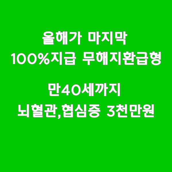  무해지환급형100% 만40세까지 뇌혈관,협심증 3천만원_더블플러스건강보험2011