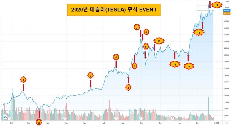 2021년 테슬라(Tesla)의 예상되는 주식가격은 얼마? 2020년 테슬라 주식을 정리해보자.
