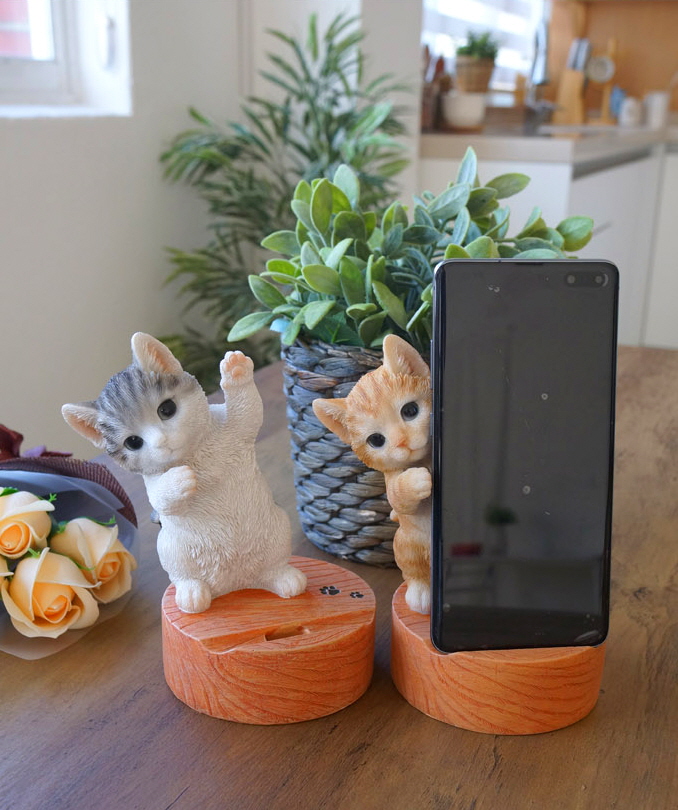 홈카페 스탠드 도자기 마블 고양이 소품 스마트폰 핸드폰 휴대폰 거치대