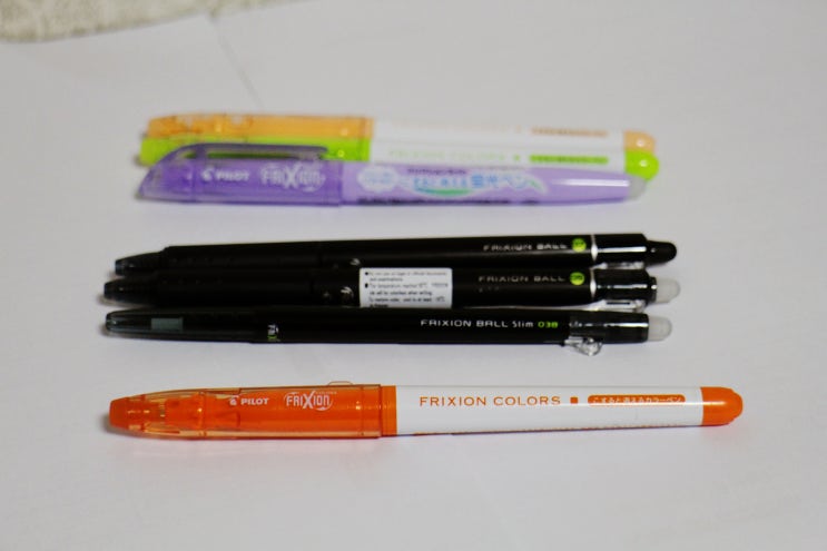  PILOT FRIXION BALL 슬림0.38, 노크0.5, 노크0.7,  FRIXION 라이트 형광펜 소프트 바이올렛, FRIXION 컬러즈 소프트그린, 펄오렌지 후기