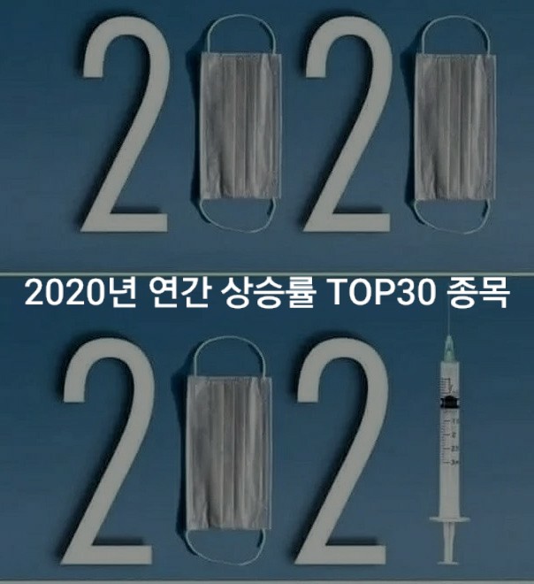 2020년 연간 상승률 TOP30 종목