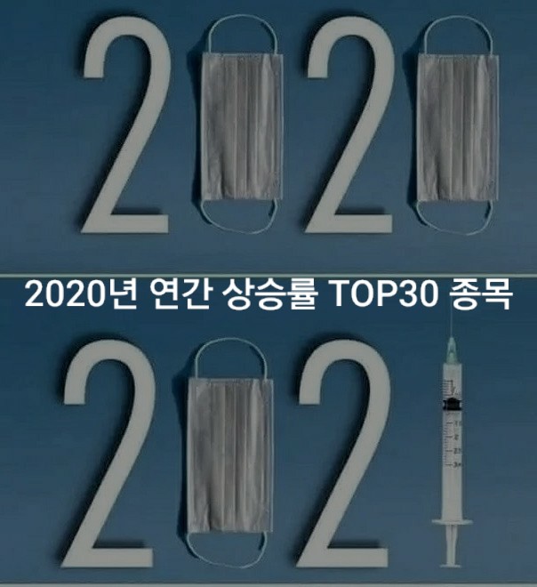  2020년 연간 상승률 TOP30 종목