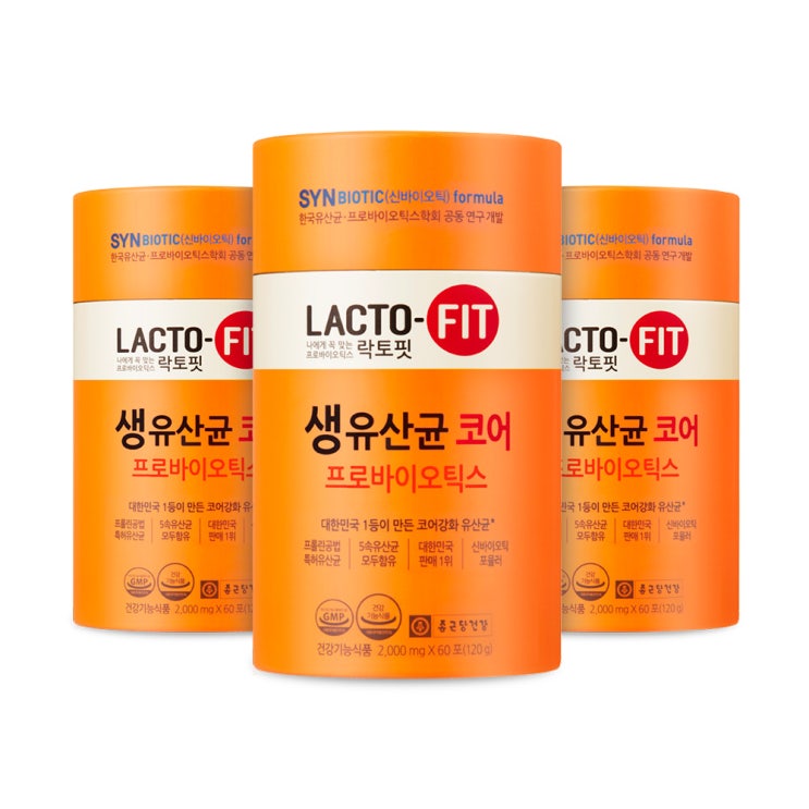 핵가성비 좋은 종근당 락토핏 생유산균 코어, 120g, 3개 좋아요