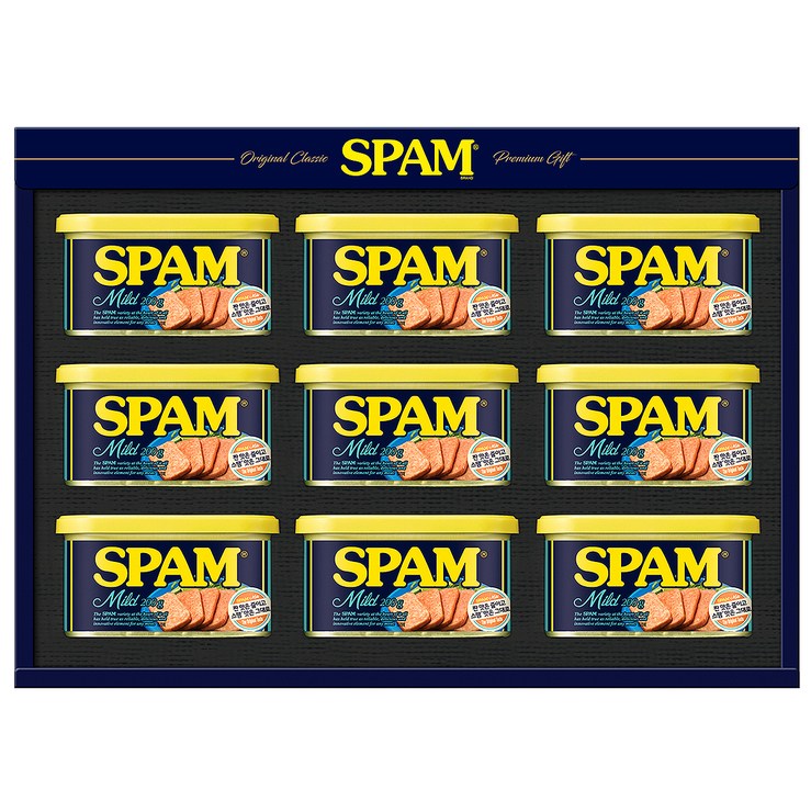 후기가 좋은 스팸 마일드 선물세트 8호 스팸마일드 200g x 9개 SPAM Mild Gift Set #8 좋아요 후기가 좋은 스팸 마일드 선물세트 8호 스팸마일드 200g x 9개 SPAM Mild Gift Set #8 좋아요