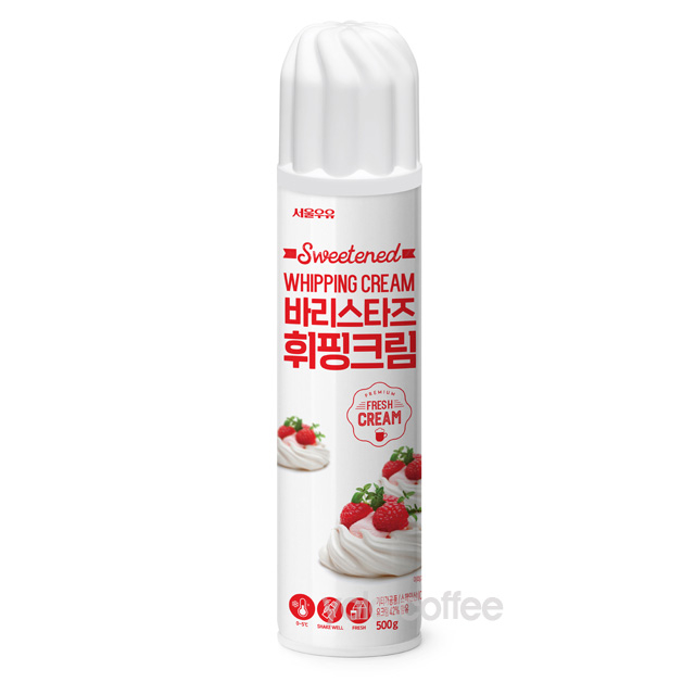 가성비갑 서울우유 바리스타즈 휘핑크림 500g 스프레이형, 1개 좋아요