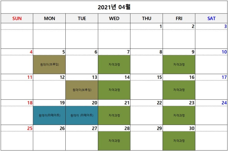 [ 코어즈 커피아카데미 ] 21년 4월 바리스타 자격과정 모집