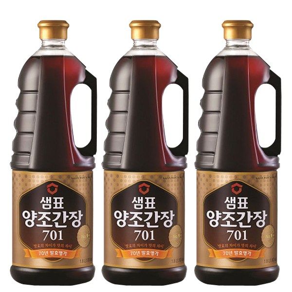 잘팔리는 샘표 양조간장 701, 1.8L, 3개 ··· 잘팔리는 샘표 양조간장 701, 1.8L, 3개 ···