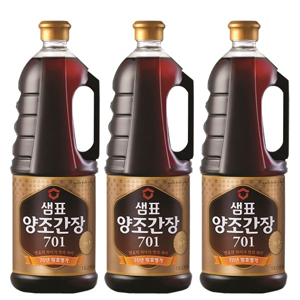 잘팔리는 샘표 양조간장 701, 1.8L, 3개 ···