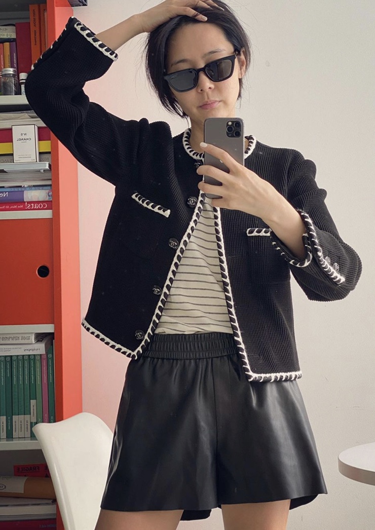  김나영 자라 가죽반바지(에코레더박서버뮤다팬츠)