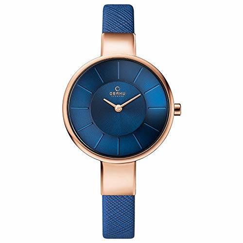 핵가성비 좋은 Obaku Denmark - Sol Navy Leather Analog Quartz Watch 3 ATM (V1/795547 ···