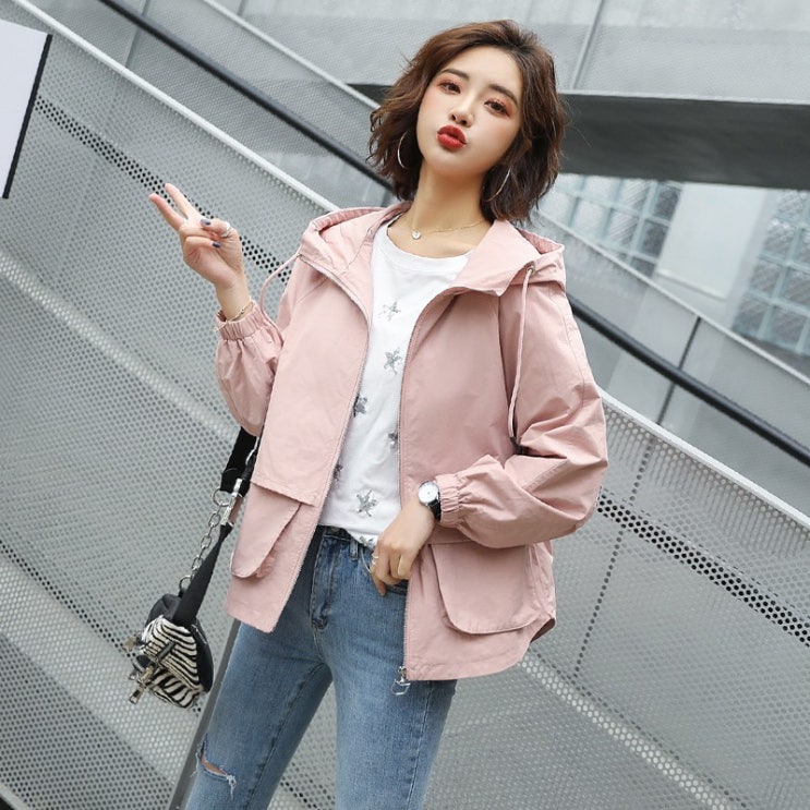 리뷰가 좋은 여성 봄 가을 캐쥬얼 루즈 숏 후드 집업 점퍼 아우터 좋아요 리뷰가 좋은 여성 봄 가을 캐쥬얼 루즈 숏 후드 집업 점퍼 아우터 좋아요