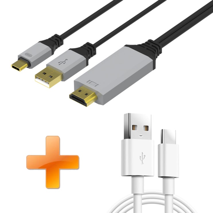 선호도 높은 유리 글로벌 USB C타입 TV연결 미러링 핸드폰 덱스 HDMI 케이블 빔프로젝터 넷플릭스지원 MHL케이블, 1개, 블랙/그레이+C타입충전케이블1M 좋아요