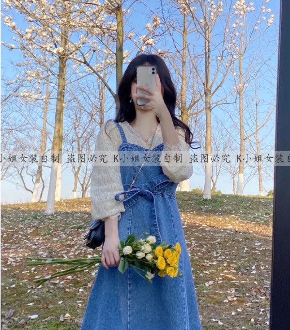 타오바오 청원피스 청남방 청멜빵 원피스 데님뷔스티에 원피스 청청코디 추천
