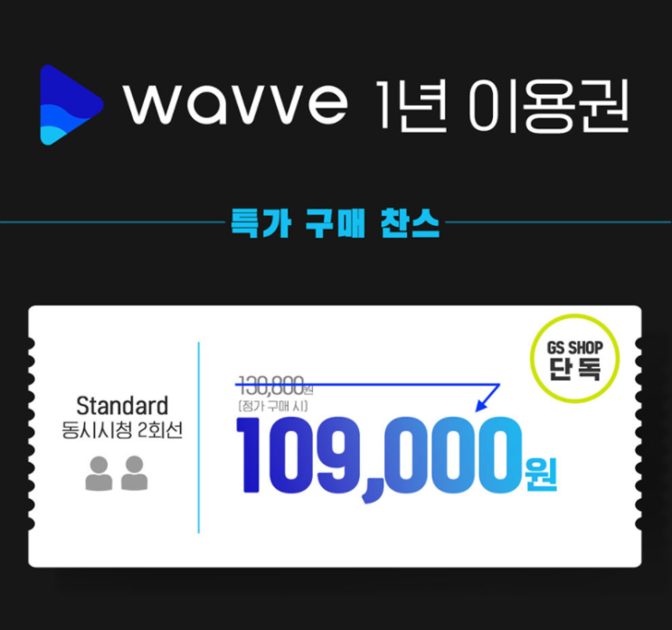  4월 3일 GS홈쇼핑 나온 웨이브 1년 이용권!