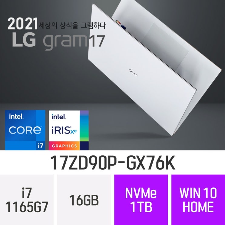 잘나가는 LG 2021 그램17 17ZD90P-GX76K, 16GB, 1TB, 윈도우 포함 추천합니다