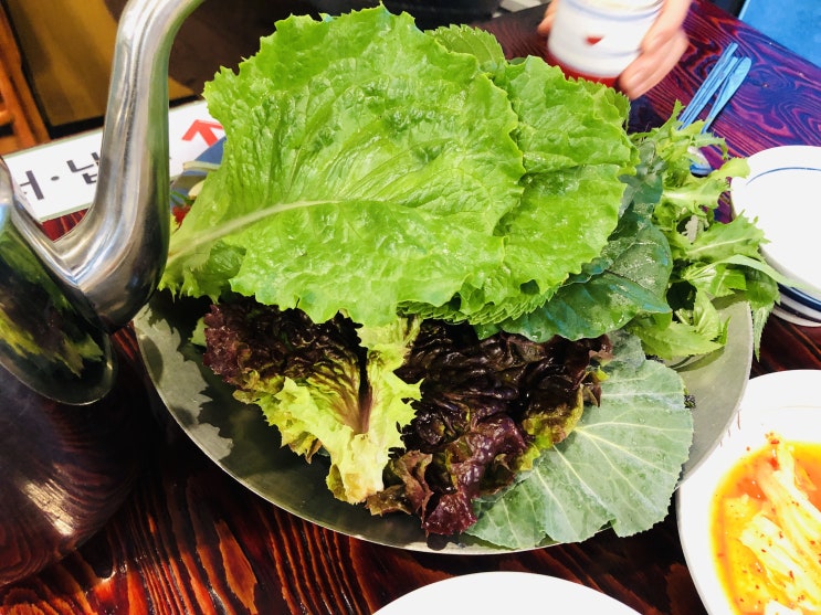  인천 부천 쌈밥맛집, 쌈천지에서 제육볶음 오리고기 크~