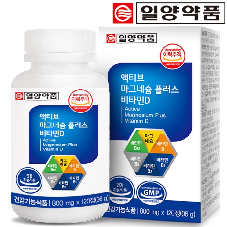 인기있는 일양약품 액티브 마그네슘 플러스 비타민D 4개월분 비타민B12 비타민B6 비타민B1 비타민B2 눈떨림 영양제, 96g, 1개 추천합니다