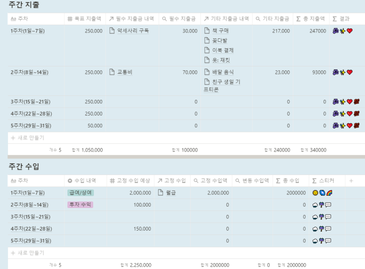  노션 가계부 v.3 템플릿 공유