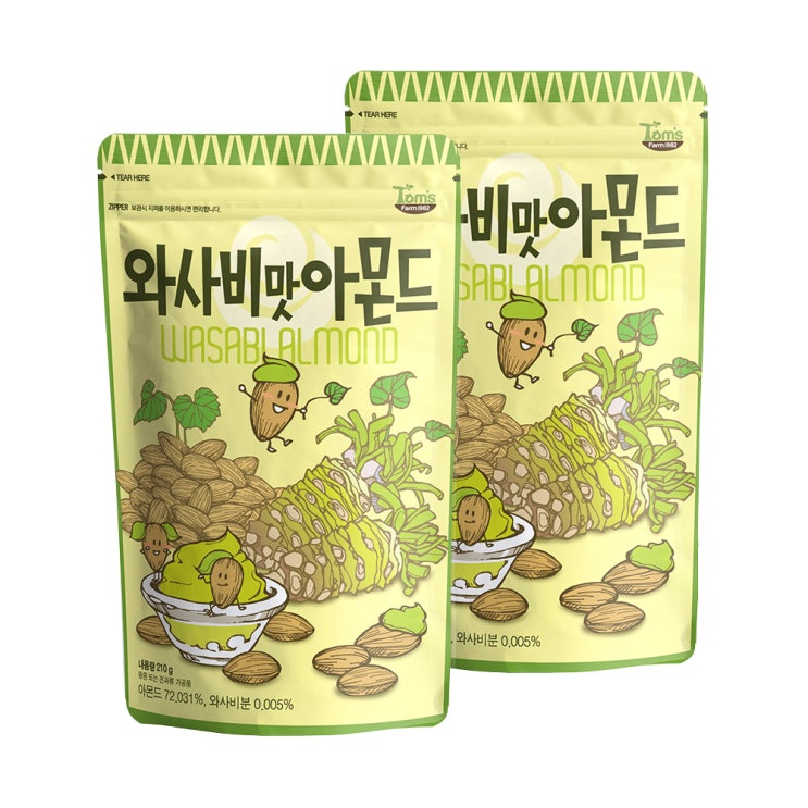 요즘 인기있는 탐스팜 와사비맛 아몬드, 210g, 2개 추천합니다