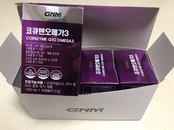 GNM 코큐텐 오메가3, 높은 혈압 감소와 혈행 개선을 한 번에 챙길 수 있어요.