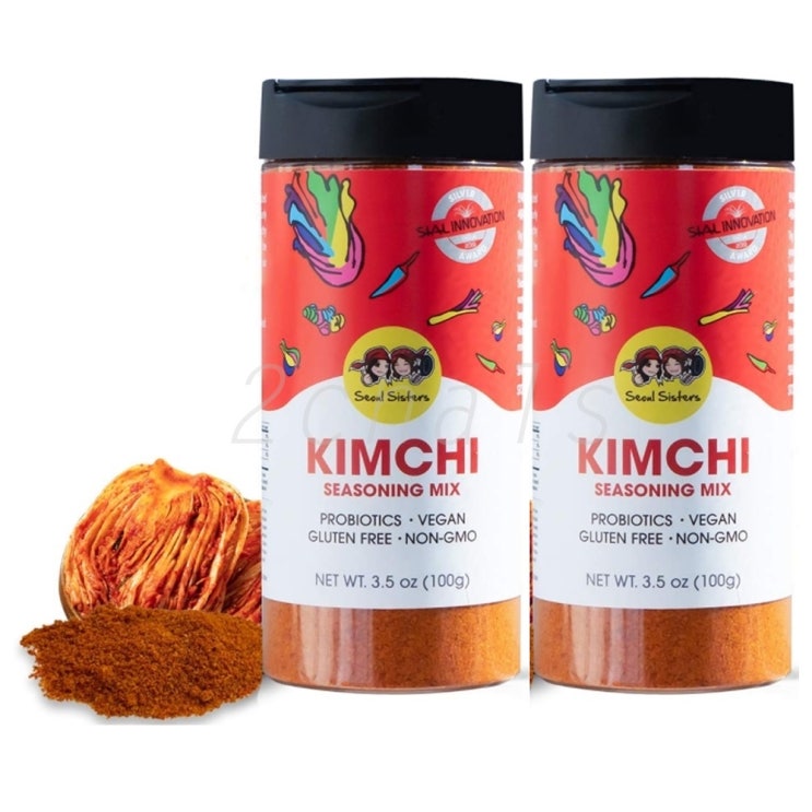 인기있는 아마존 서울시스터즈 김치시즈닝 김치맛파우더 김치가루 K푸드 유산균 3.5oz(100g) 2팩 SEOUL SISTERS Kimchi Powder Seasoning Mix 추