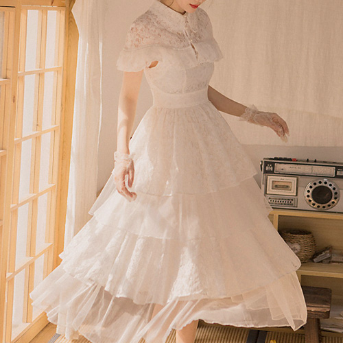 잘나가는 글램디브 셀프웨딩 드레스 소공녀 케이프 캉캉 롱원피스 ···