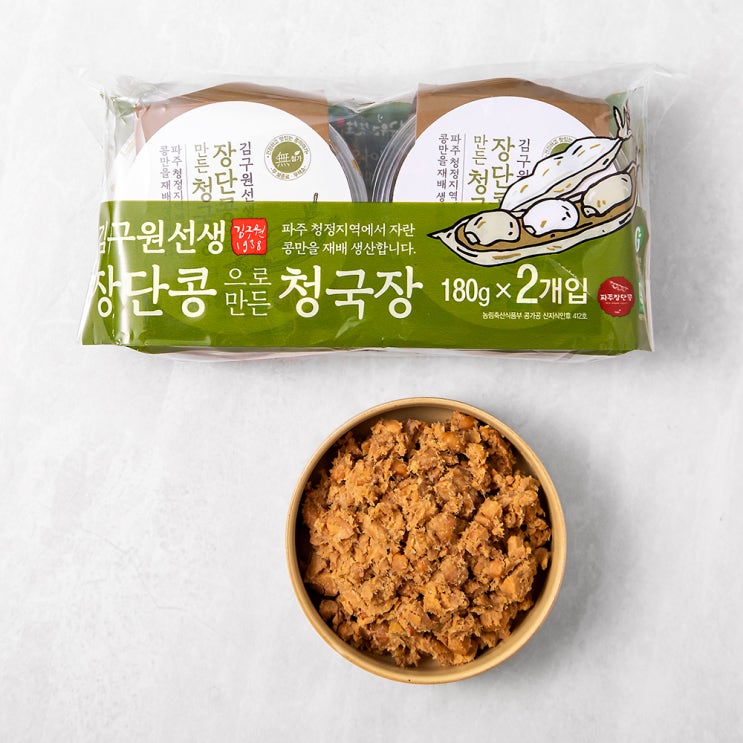 요즘 인기있는 김구원선생 전통식품 인증 장단콩으로 만든 전통청국장, 180g, 2개 추천해요