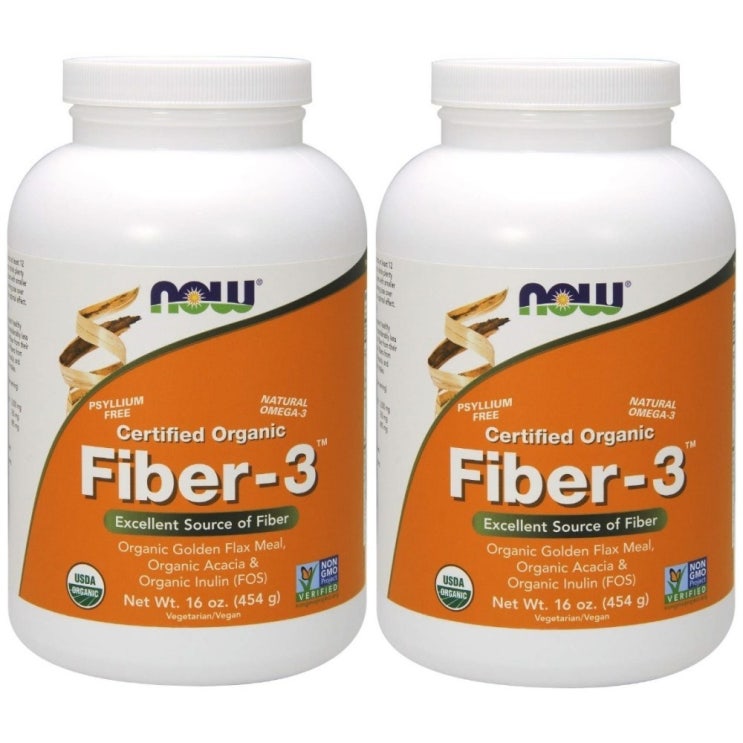 가성비갑 NOW Foods Now Certified Organic Fiber-3 Powder 나우푸드 오가닉 파이버 3 파우더 16oz(454g) 2팩, 454g, 2개 추천해요