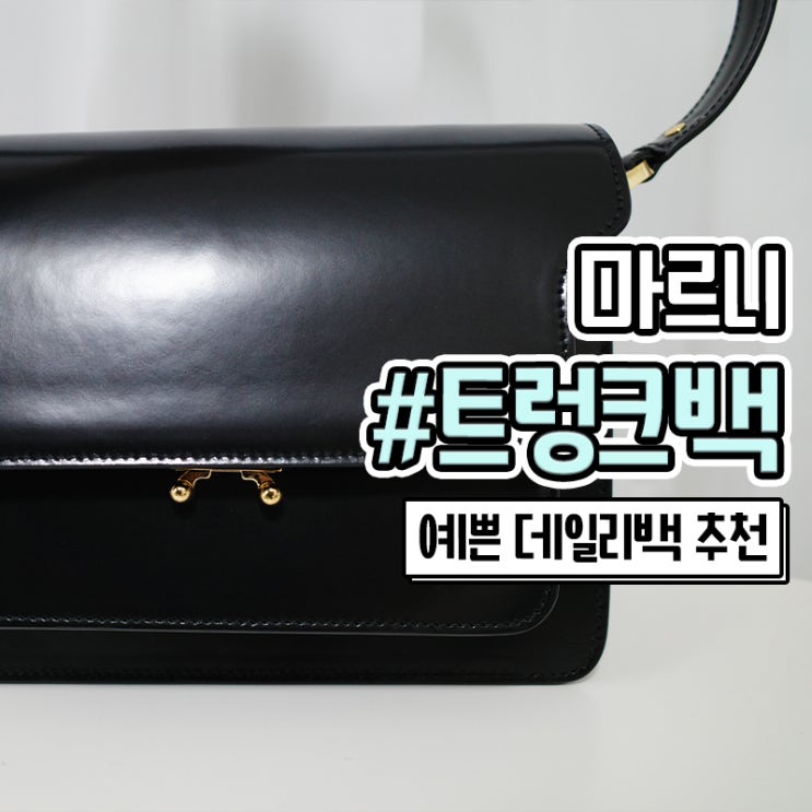  마르니 트렁크백 카프스킨 미듐 유광 블랙 수납력 최고야